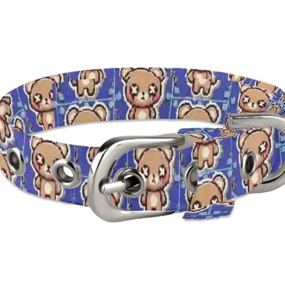 Adorable Handmade Teddy Bear Cat Small Dog Collar Blue Chihuahua Kitty - Picture 3 of 7